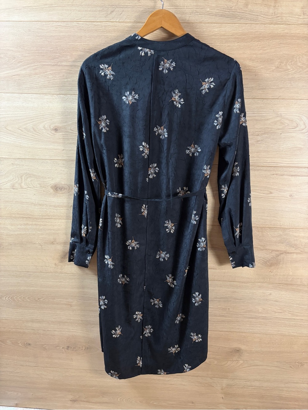 Vince Tossed Bouquet Floral Mandarin Tie Neck S Midi Dress Whimsigoth - Picture 10 of 14